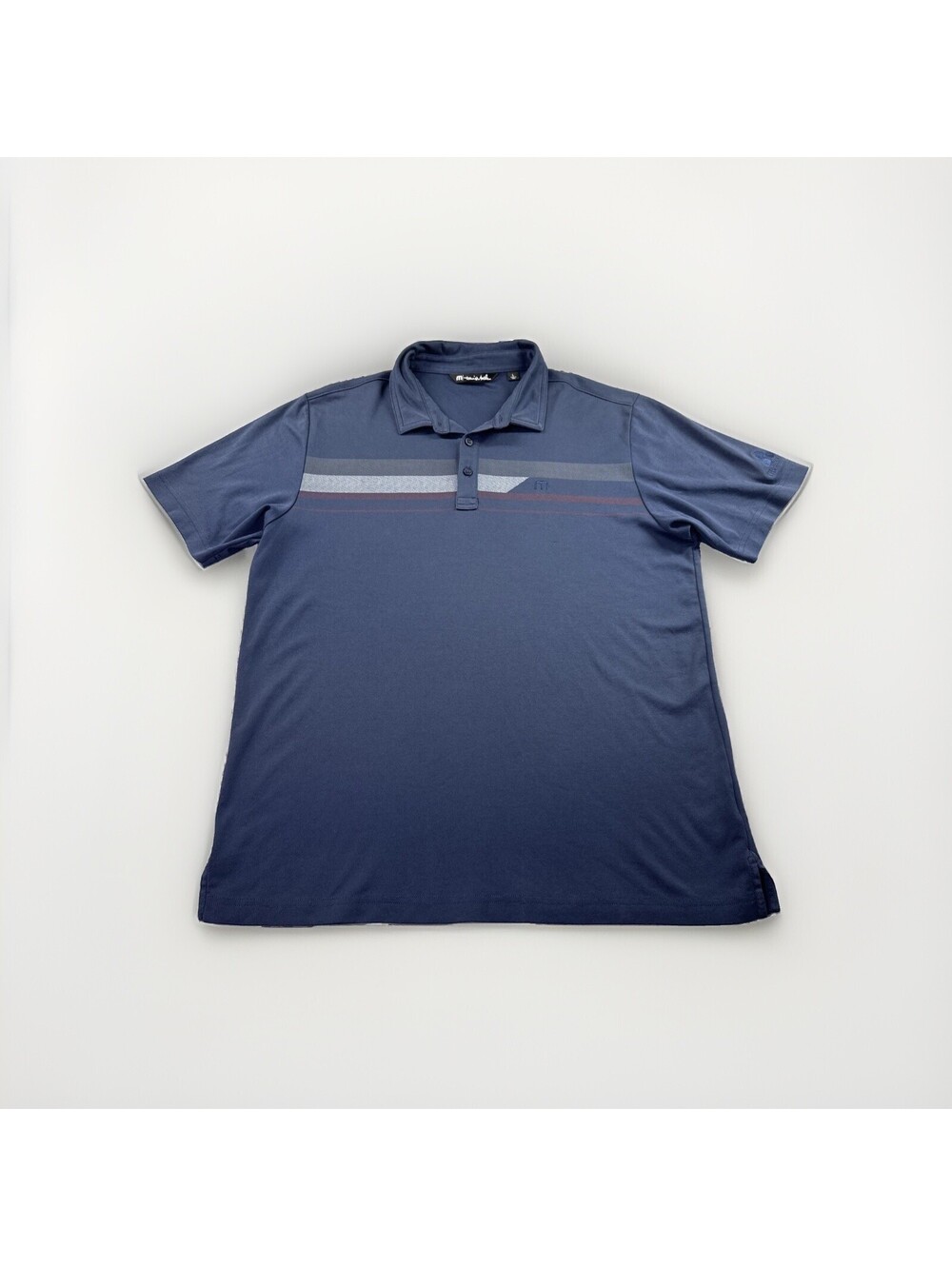Travis Mathew Men's L Blue Polo Shirt Short Sleeve Performance Golf Activewear